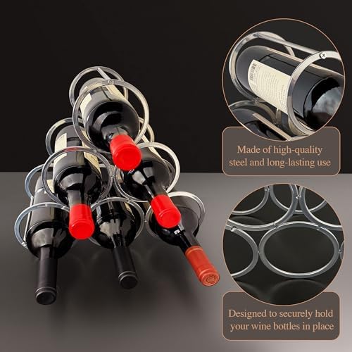 Lilys Home Countertop Wine Rack - 6 Bottle Holder Freestanding Elegant Kitchen Storage
