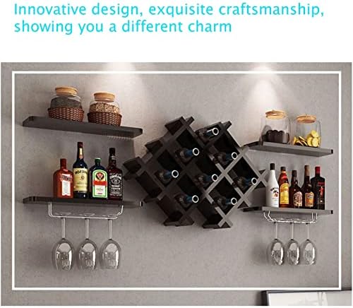 Suuim Wall Shelves - Floating Wine Rack with Glass Holder