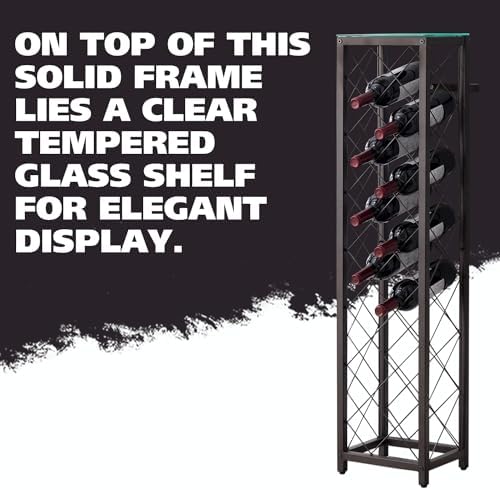 Kings Brand Narenda Freestanding Wine Rack - Pewter 13 Bottles