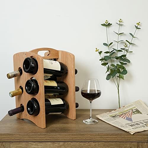 CONSDAN 6-Bottle Freestanding Wine Rack Natural