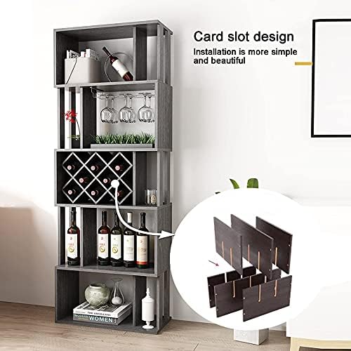 Freestanding 5-Tier Wood Wine Rack for Home Decor