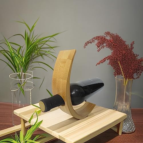 Single Wine Bottle Holder Bamboo Balancer 1