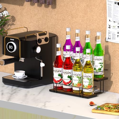 Alyoen 8-Bottle Coffee Syrup Rack Organizer