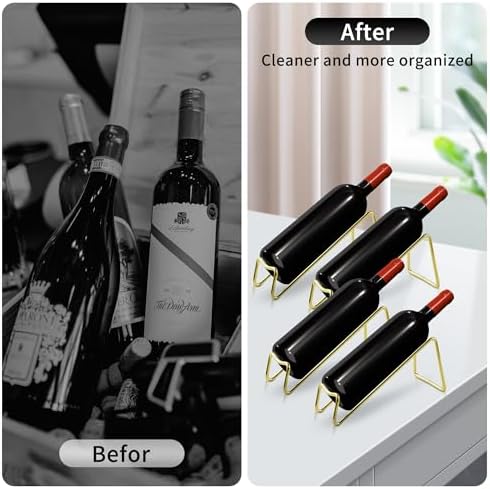 TONLEA 4-Piece Tabletop Wine Rack Sturdy Metal Anti-Rust Gold