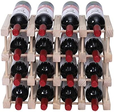FDHUIJIA 15 Bottle Freestanding Wine Rack Wooden
