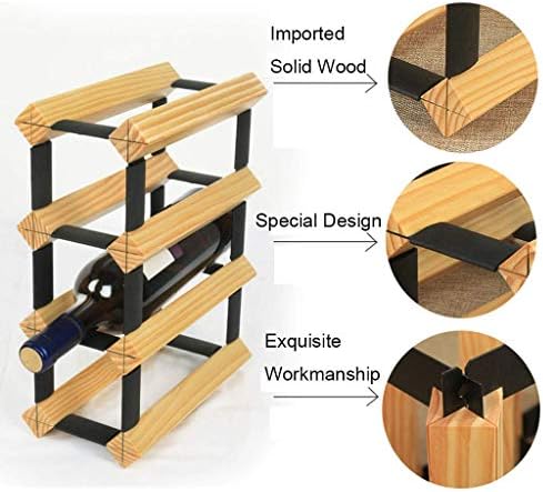SGSG 6 Bottle Solid Wood Wine Rack Free Standing