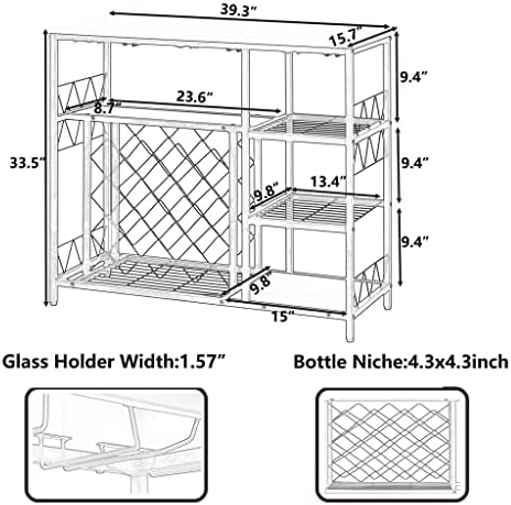 Stylish Freestanding Wine Rack with Glass Shelves and Storage Cabinet