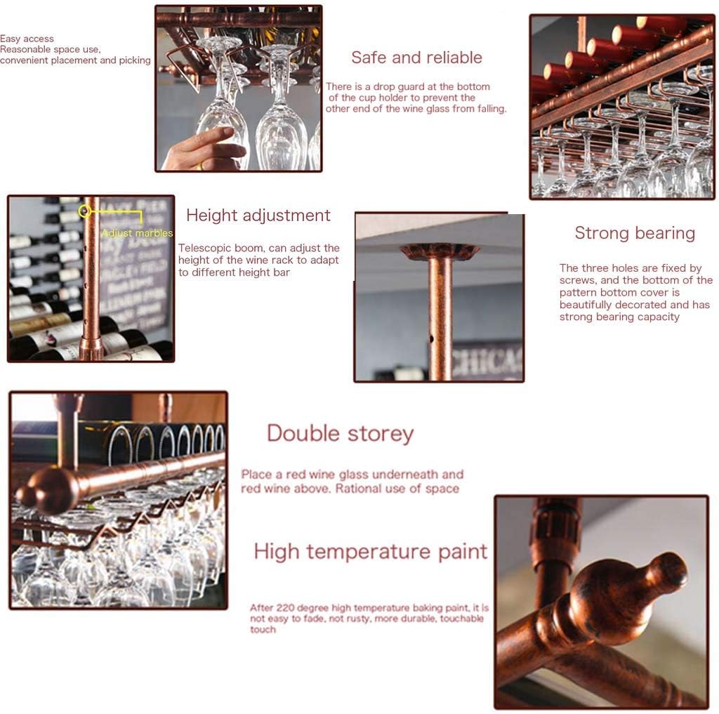 Adjustable Wall-Mounted Wine Rack with Double Layer and Glass Holder