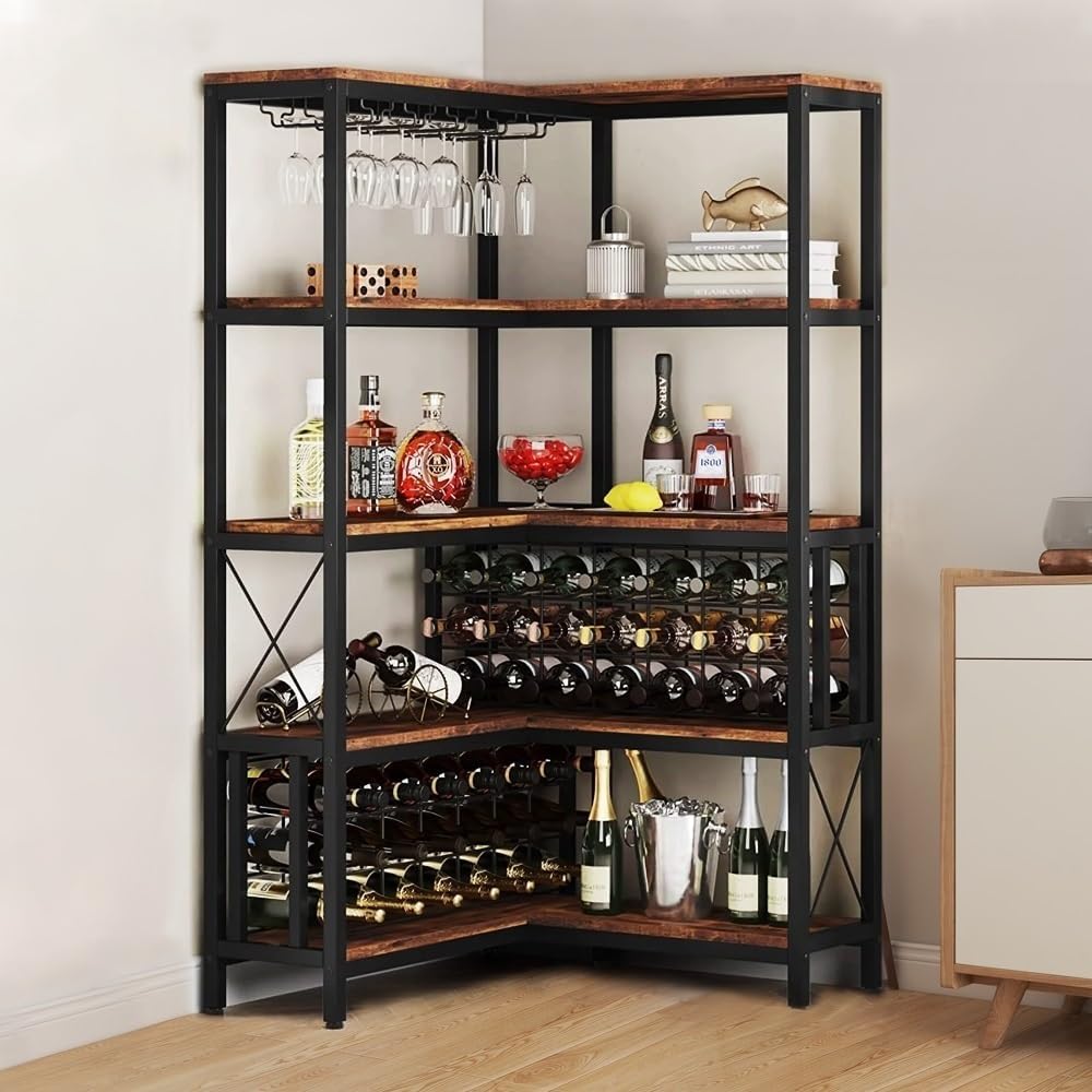 Industrial Freestanding Wine Cabinet with Storage