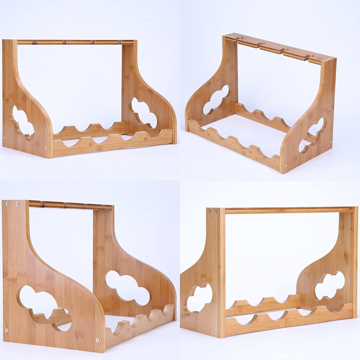 Wood Wine Rack for 4 Bottles Free Standing Display Cabinet