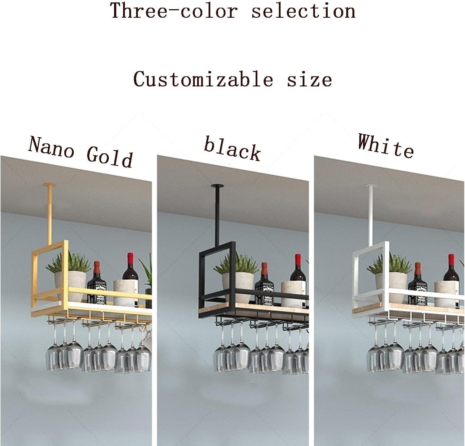 ZJDYDY Floating Ceiling Wine Glass Rack Wall Mounted Storage Shelf