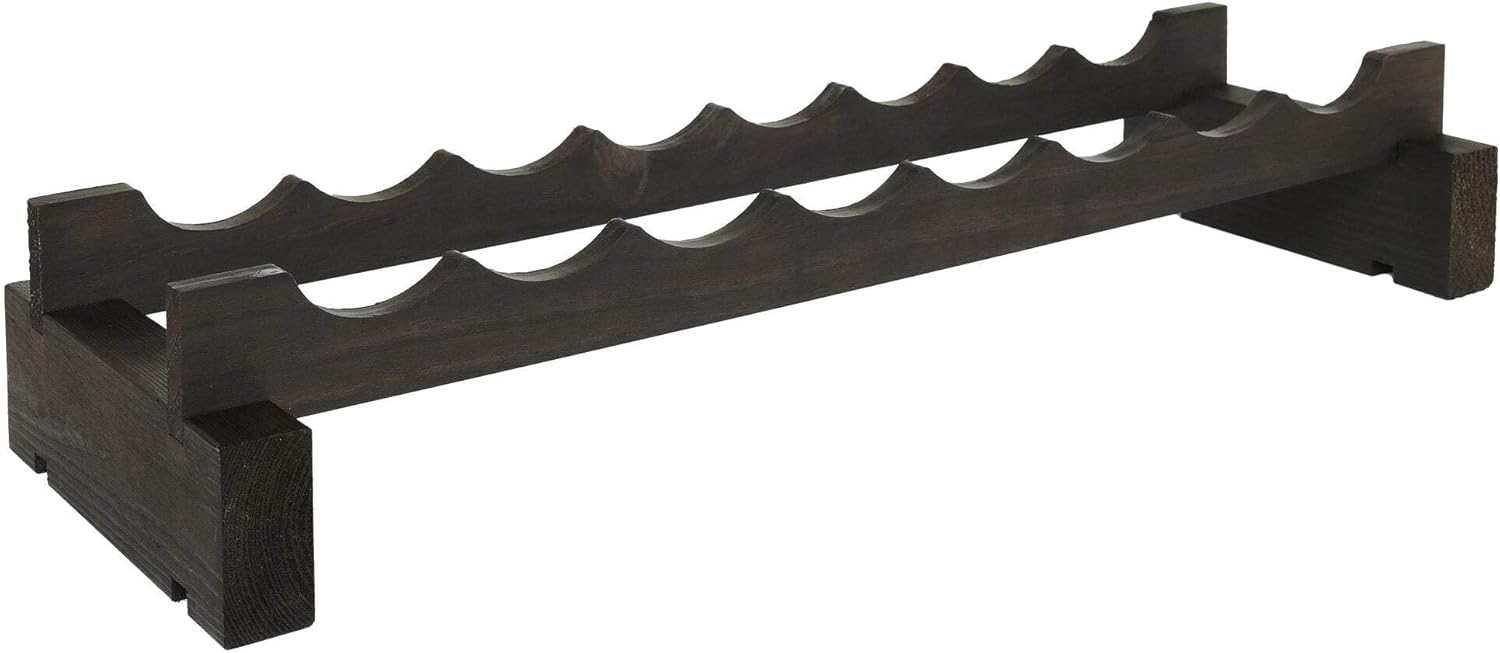 8 Bottle Wide Wine Rack Dark Stain 1