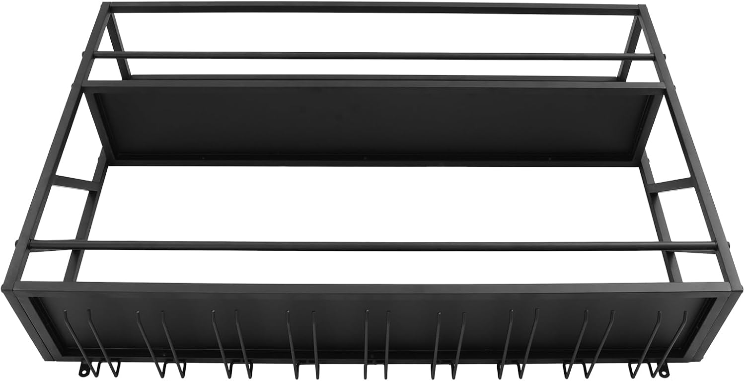 TFCFL Wall Mount Wine Rack 2-Tier Metal Storage