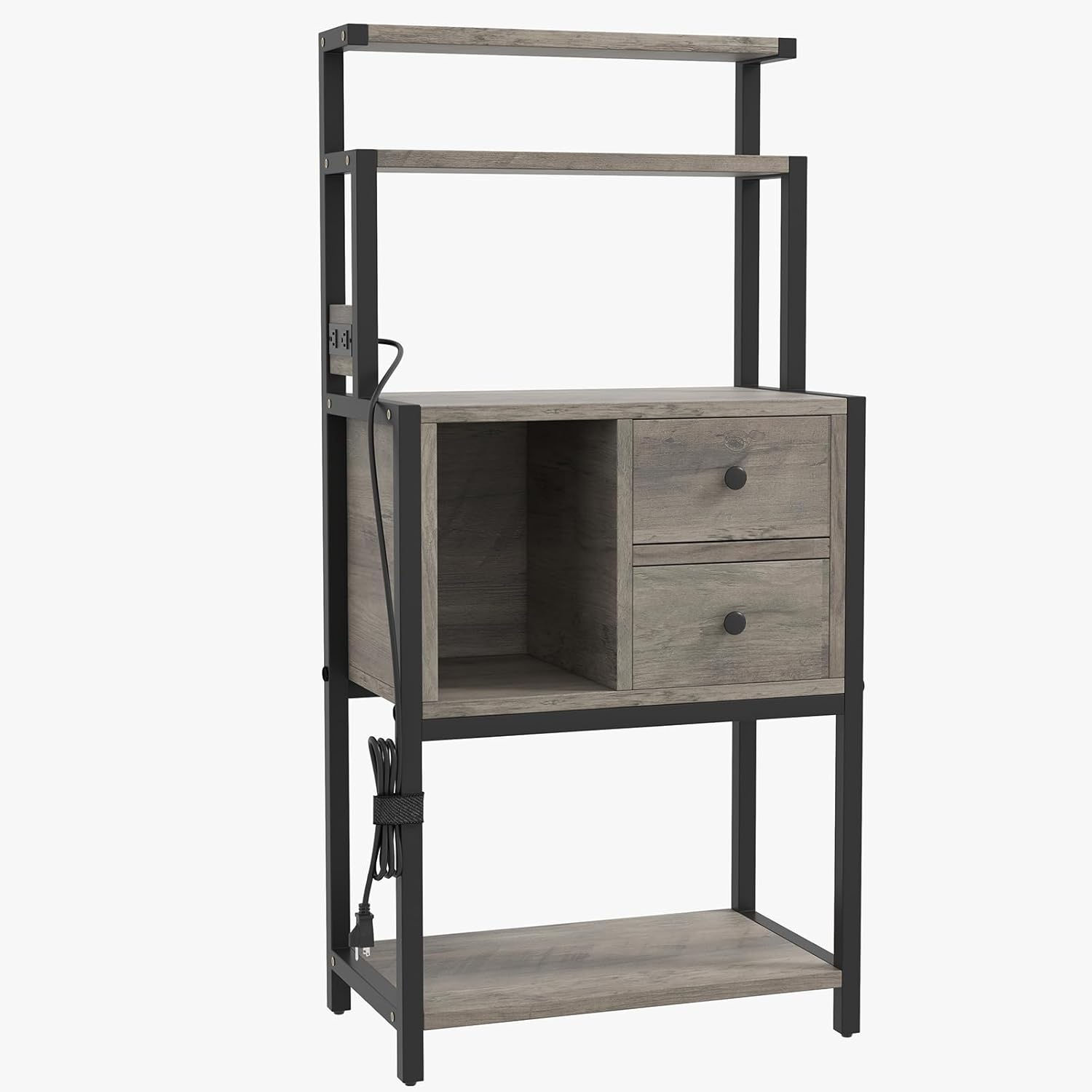 Gyabnw Tall Liquor Cabinet with 5-Tier Storage and Glass Holders