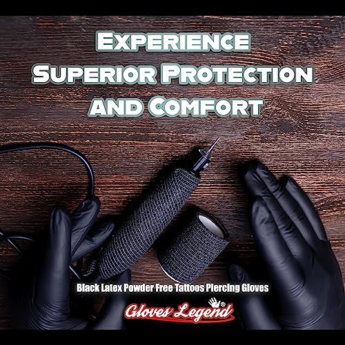 Gloves Legend Black Latex Powder Free Disposable Gloves - Large Size 100Box