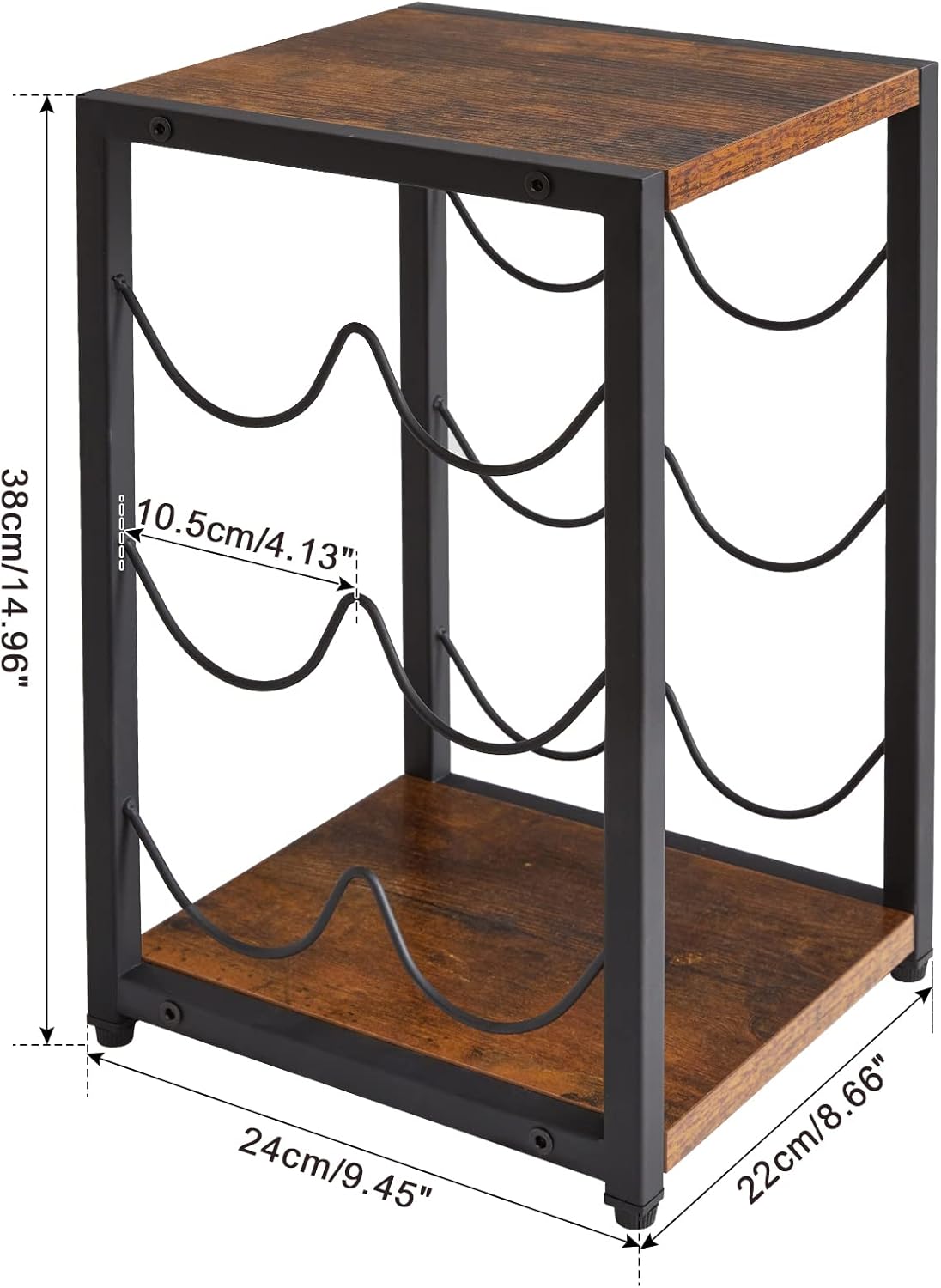 IBUYKE 6-Bottle Rustic Wood Wine Rack 3 Tier Freestanding