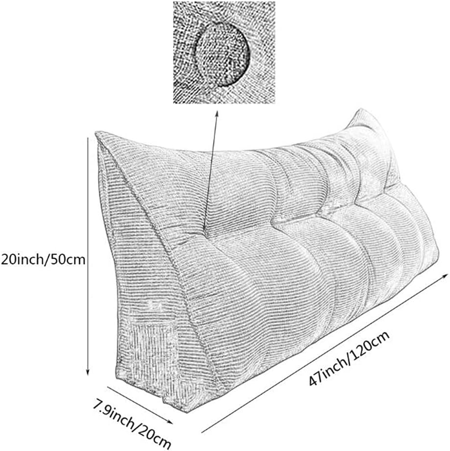 ZZYK Large Triangular Bed Support Pillow with Fleece Cover and Removable Filler