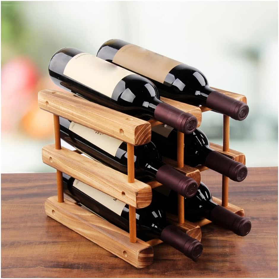 LYRWISHLTD Freestanding Wine Rack 6 Bottle Capacity Wood Holder