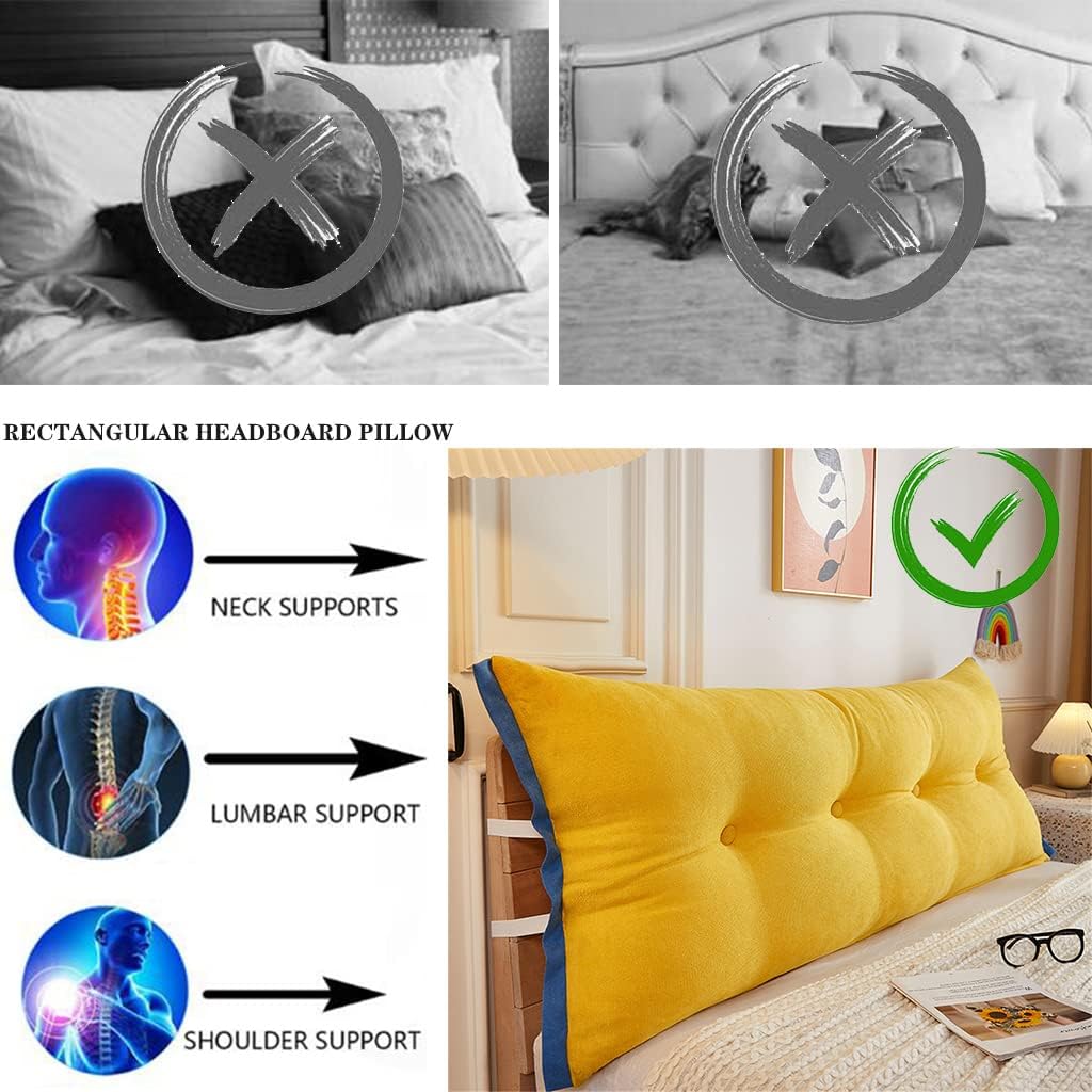 ZZYK Reading Support Pillow with Removable Cover Yellow 47