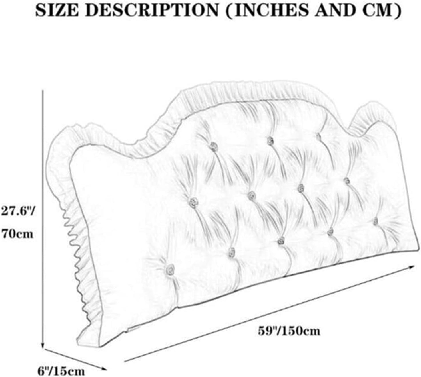 ZZYK Headboard Pillow Full King Queen Twin Grey 59 Inch