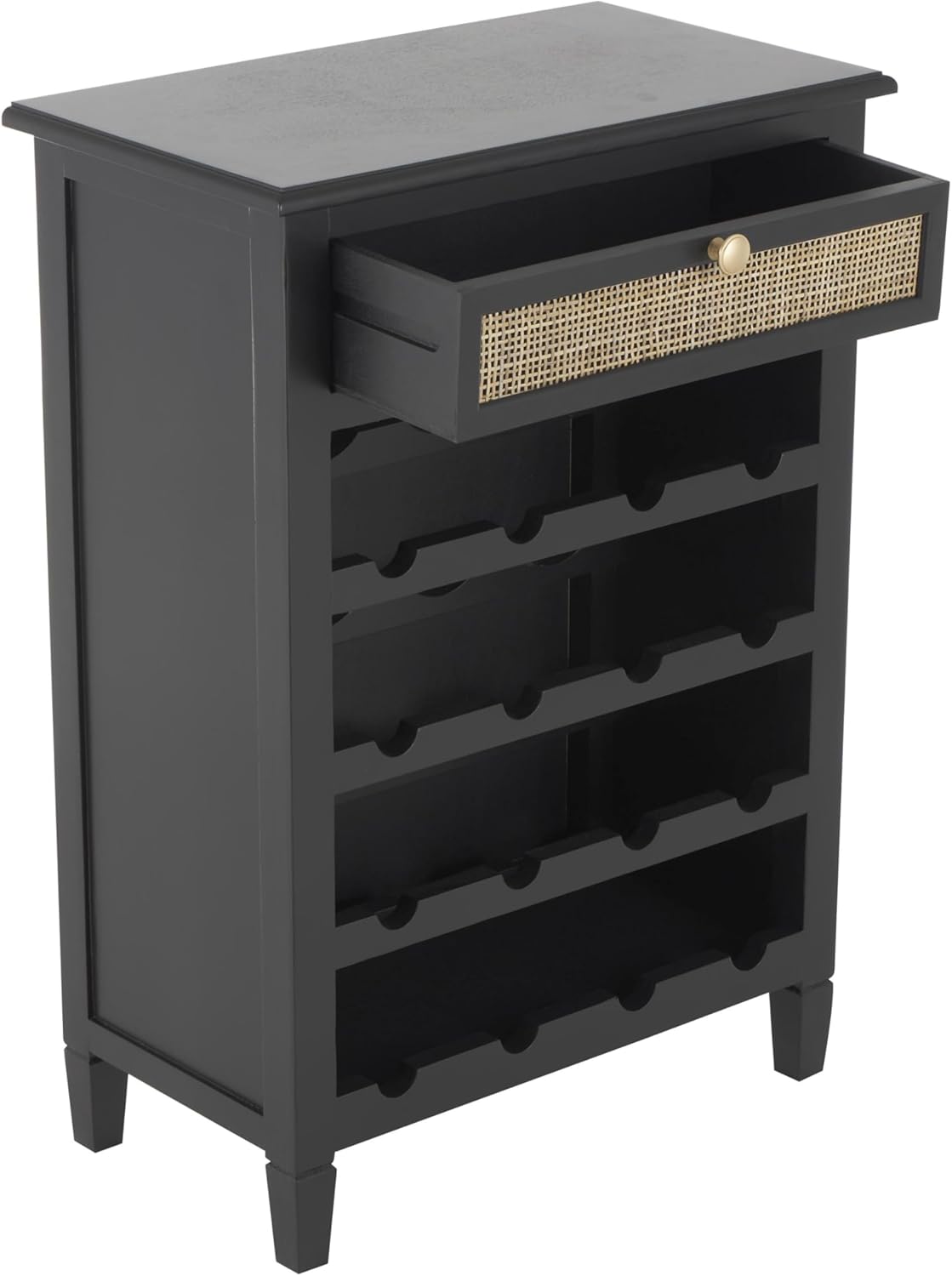 Deco 79 12-Bottle Freestanding Wine Rack with Drawer Black