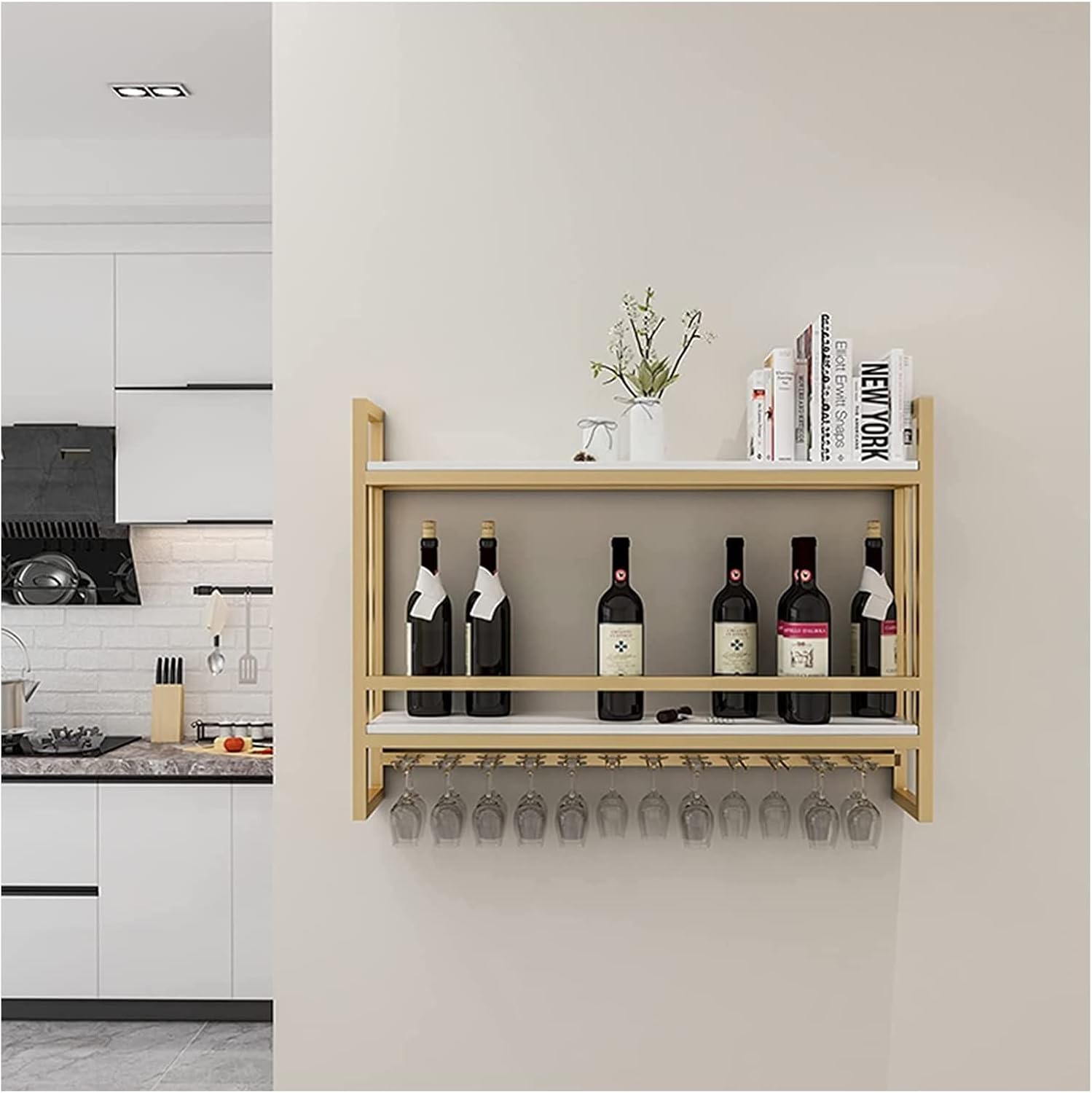 ALDEPO 6-Glass Tabletop Wine Rack - Industrial Style
