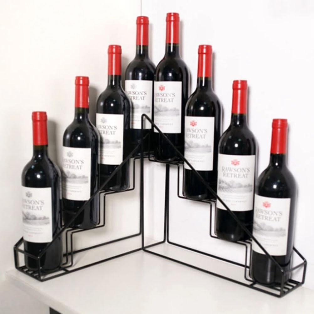 Freestanding Black Metal Wine Rack - Tabletop Bottle Holder Stand