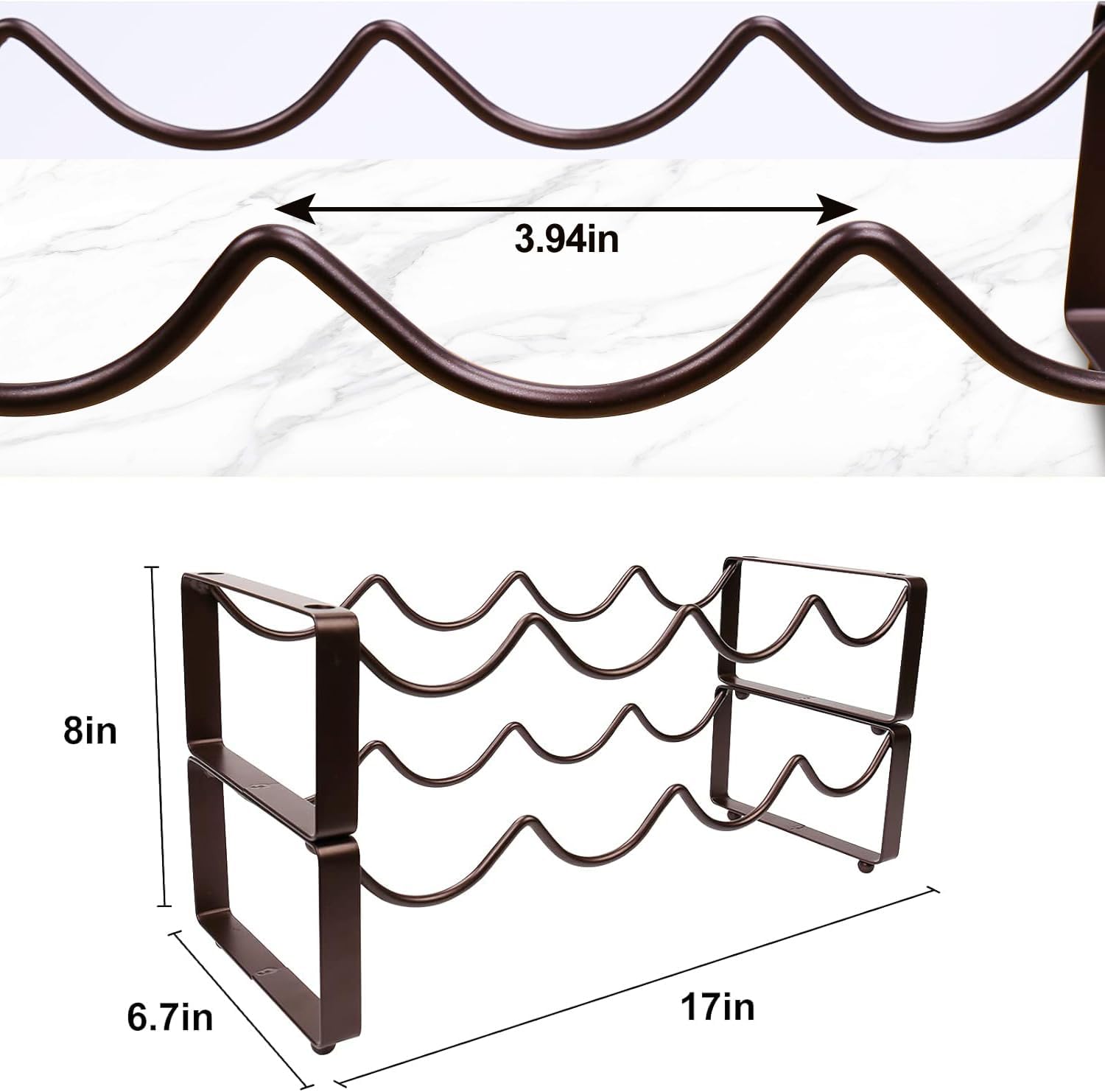 Carperipher Stackable 2 Tier Wine Rack 8 Bottles Metal Storage Holder