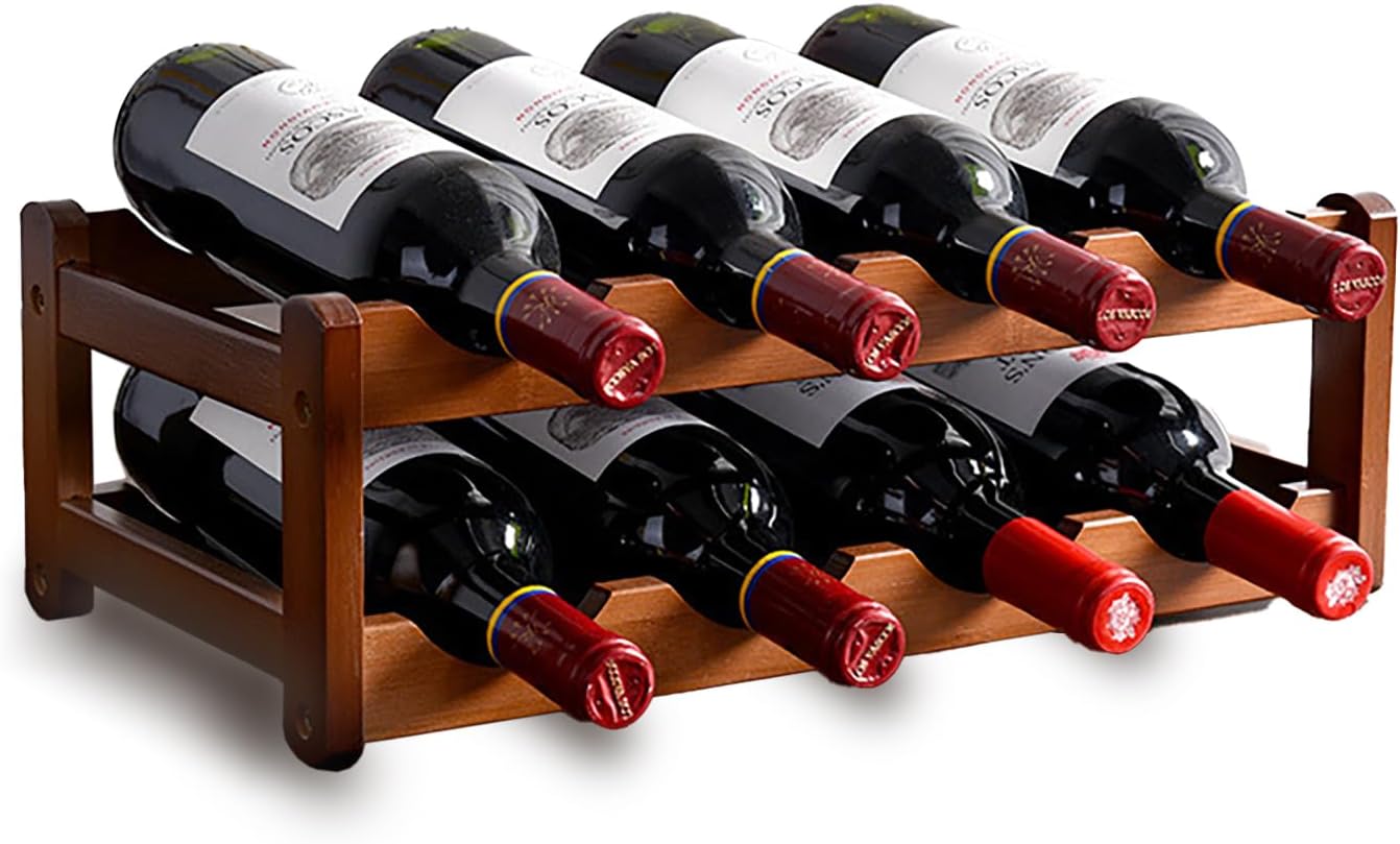 SCONVU 2-Tier Bamboo Wine Rack 8-Bottles