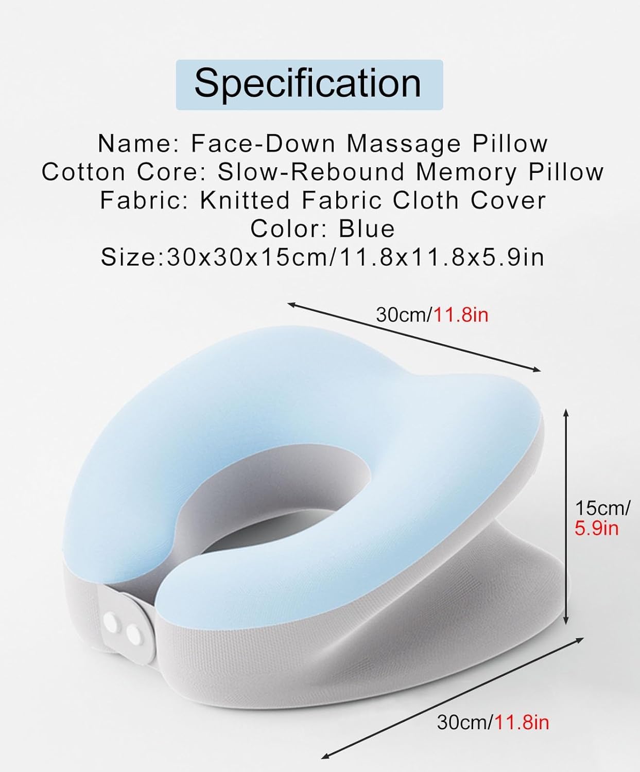 WAHHWF Face Down Pillow with Memory Foam and Removable Cover
