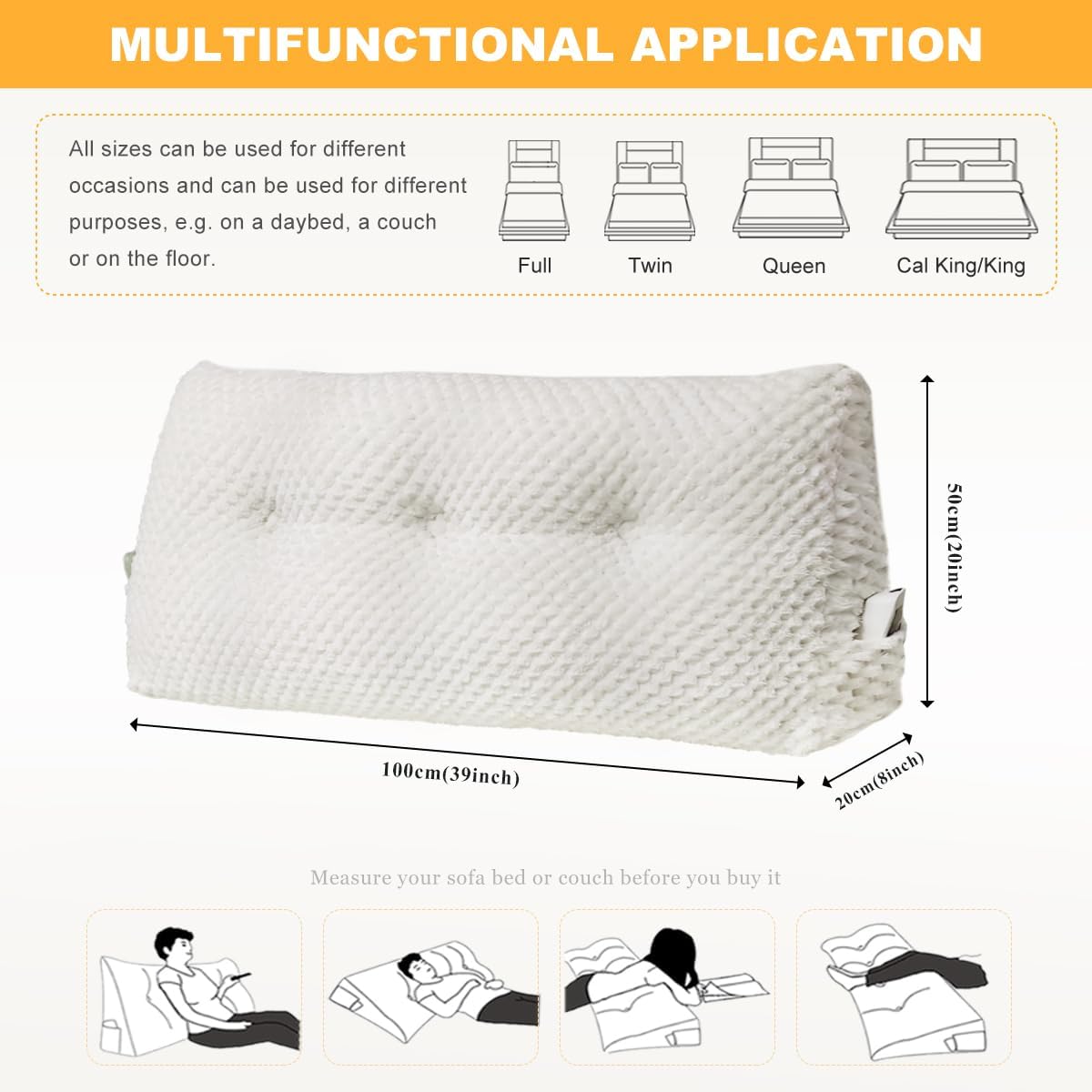 WUIOYNF Triangle Headboard Pillow with Removable Cover