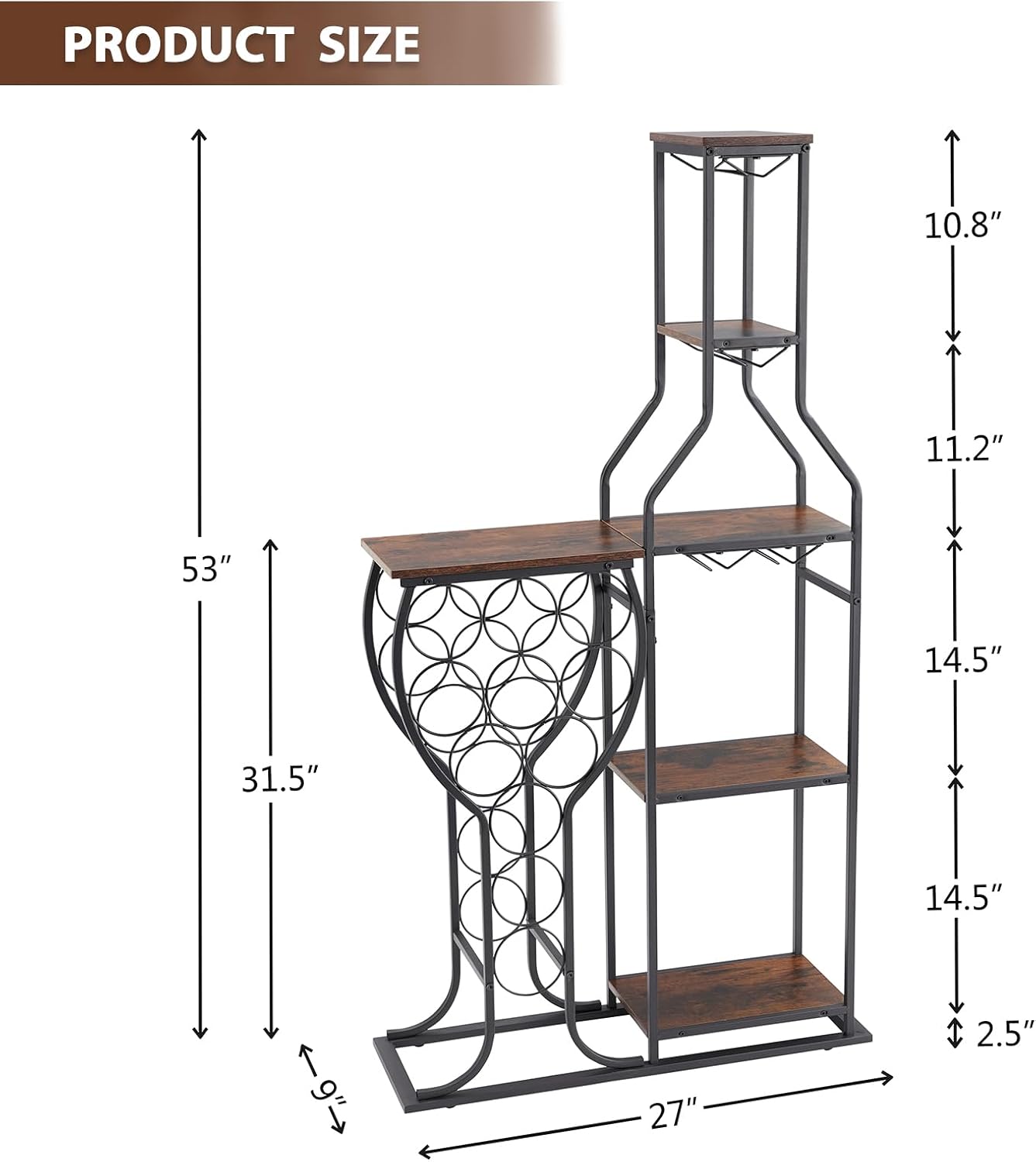 BESTTOONE 5 Tier Freestanding Wine Rack