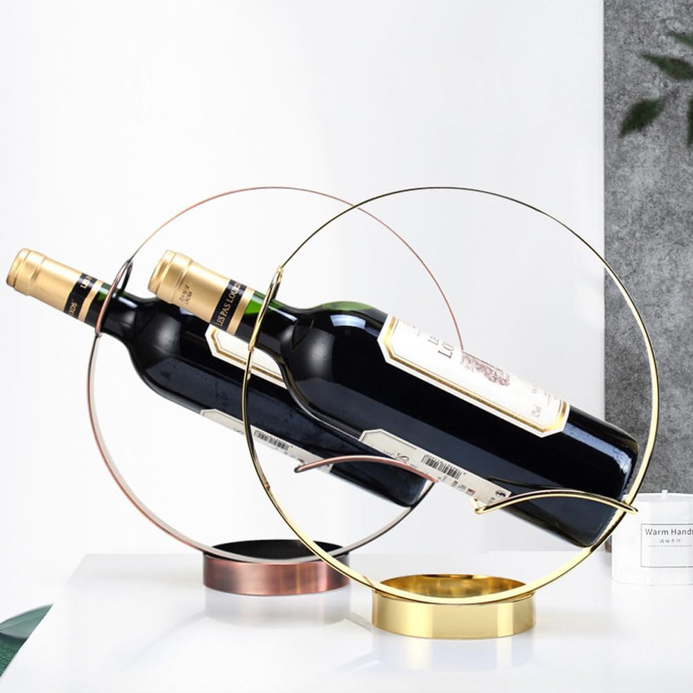 Metal Single Wine Rack Stylish Countertop Holder for Wine Lovers Gold