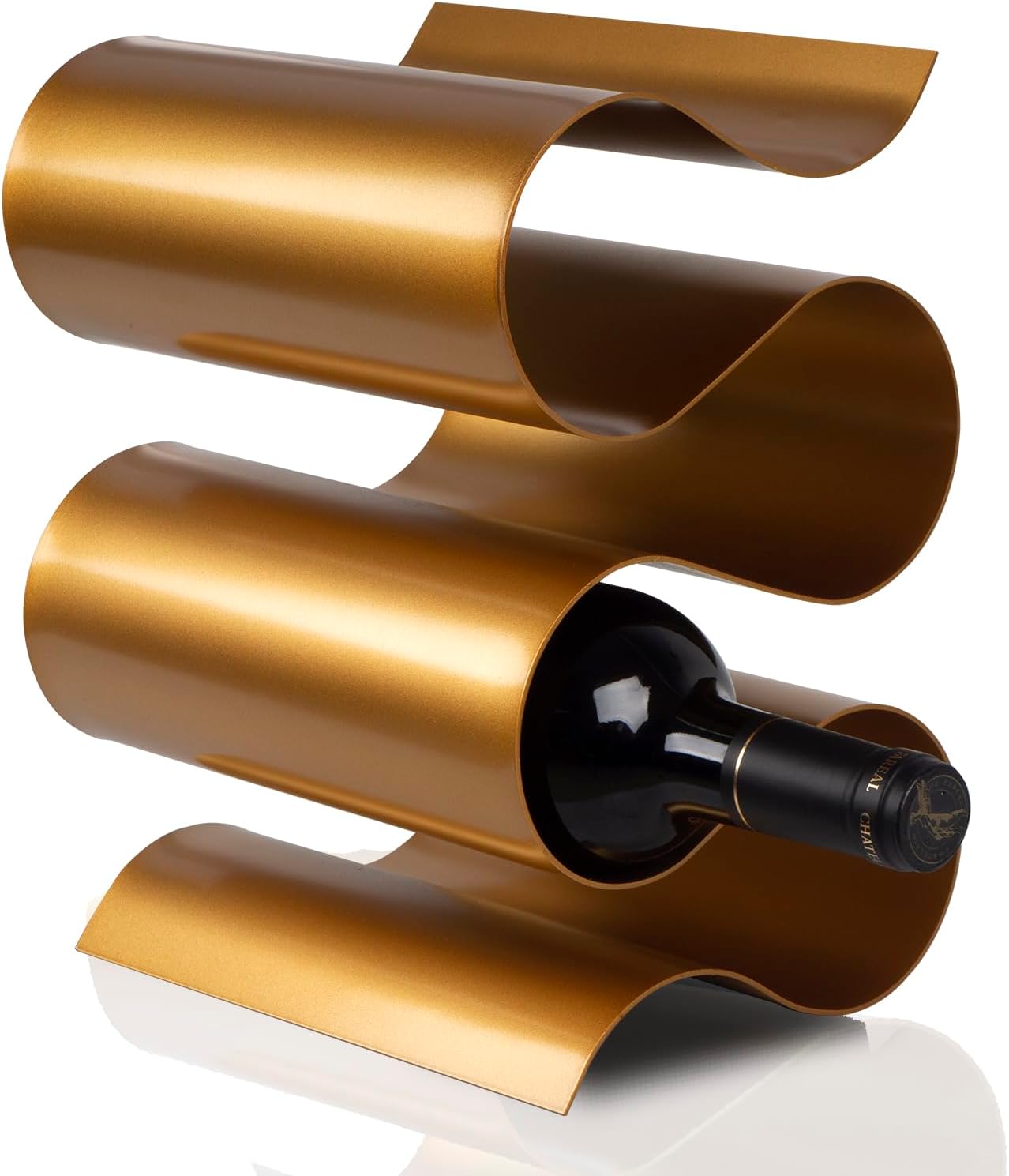 Modern Gold S-Shaped 5 Bottle Wine Rack