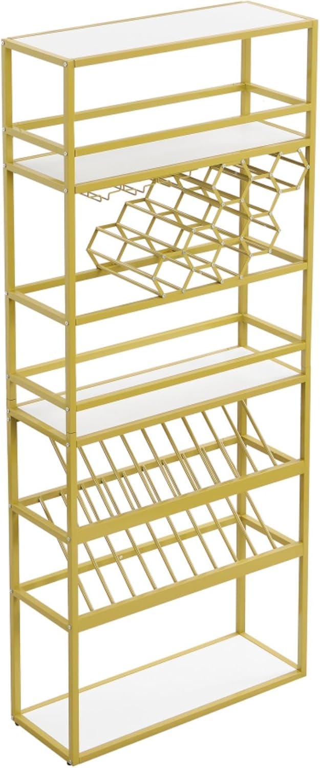 AiStarlink 7-Layer Wine Rack with LED Light and Glass Display 1