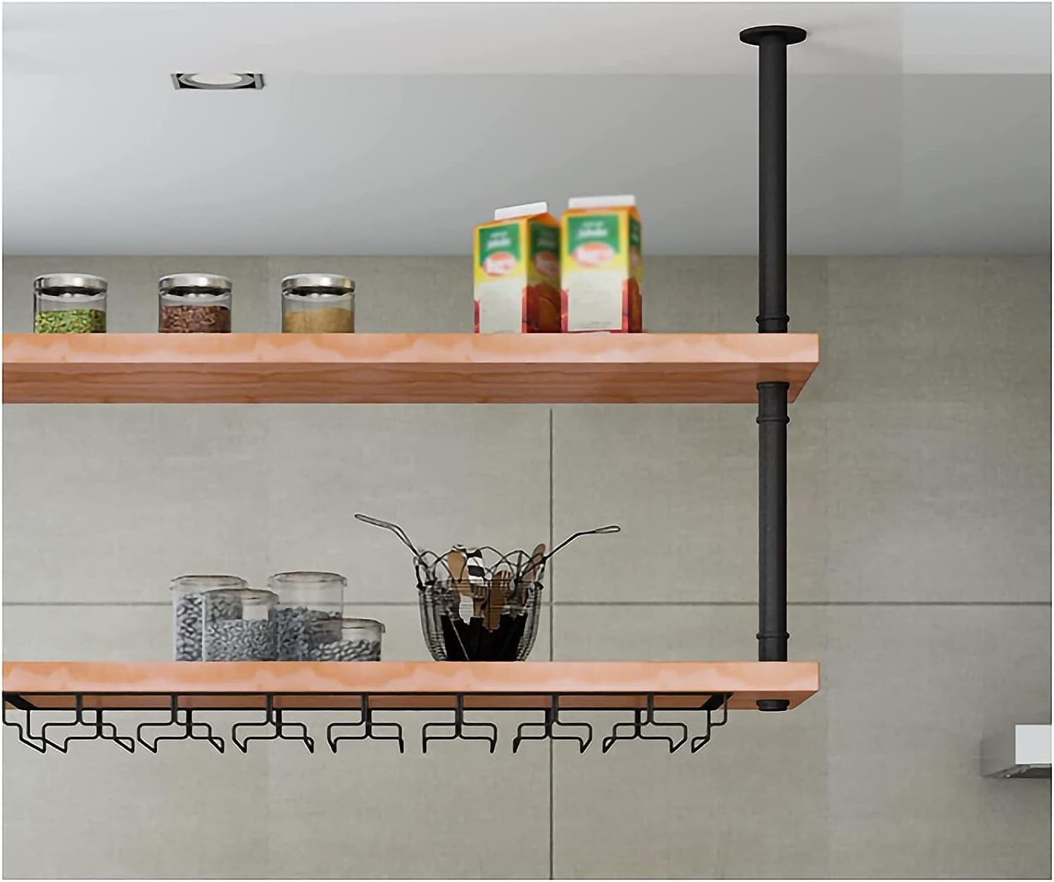 ALDEPO Wine Rack Single Layer Ceiling Mount Storage