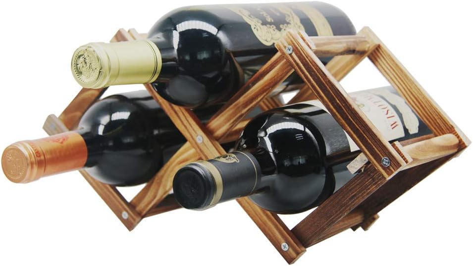 Foldable Wooden Wine Bottle Holder for 3 Bottles