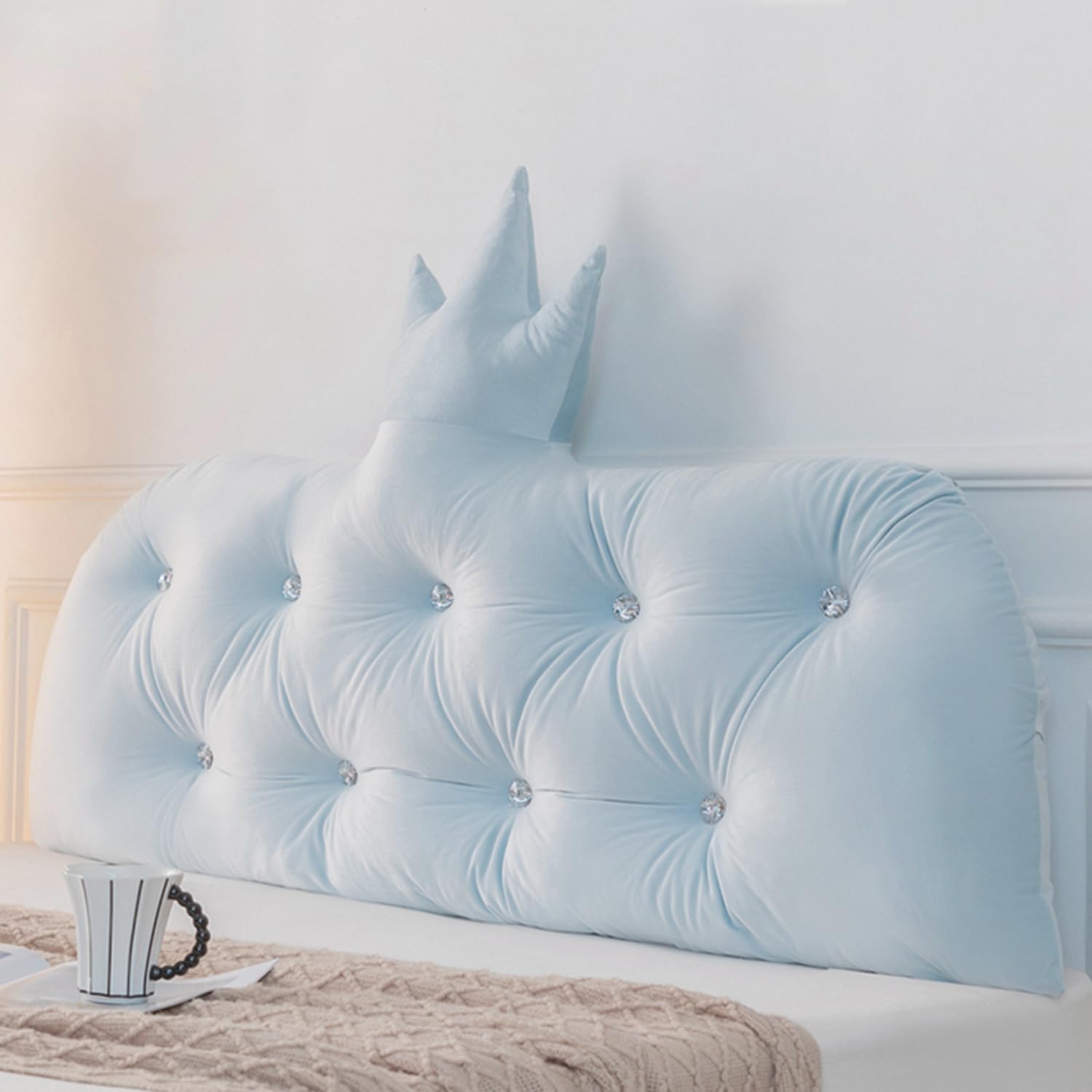 ZZYK Wedge Headboard Pillow with Removable Cover Blue 47 Inches