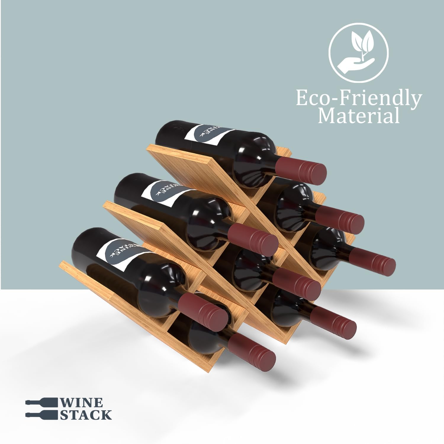 Wine Stack 8 Bottle Bamboo Wine Rack - Modern Lattice Design