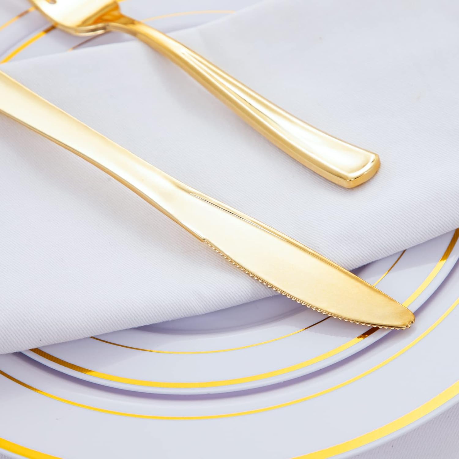 WDF 120 Pieces Gold Plastic Cutlery Set