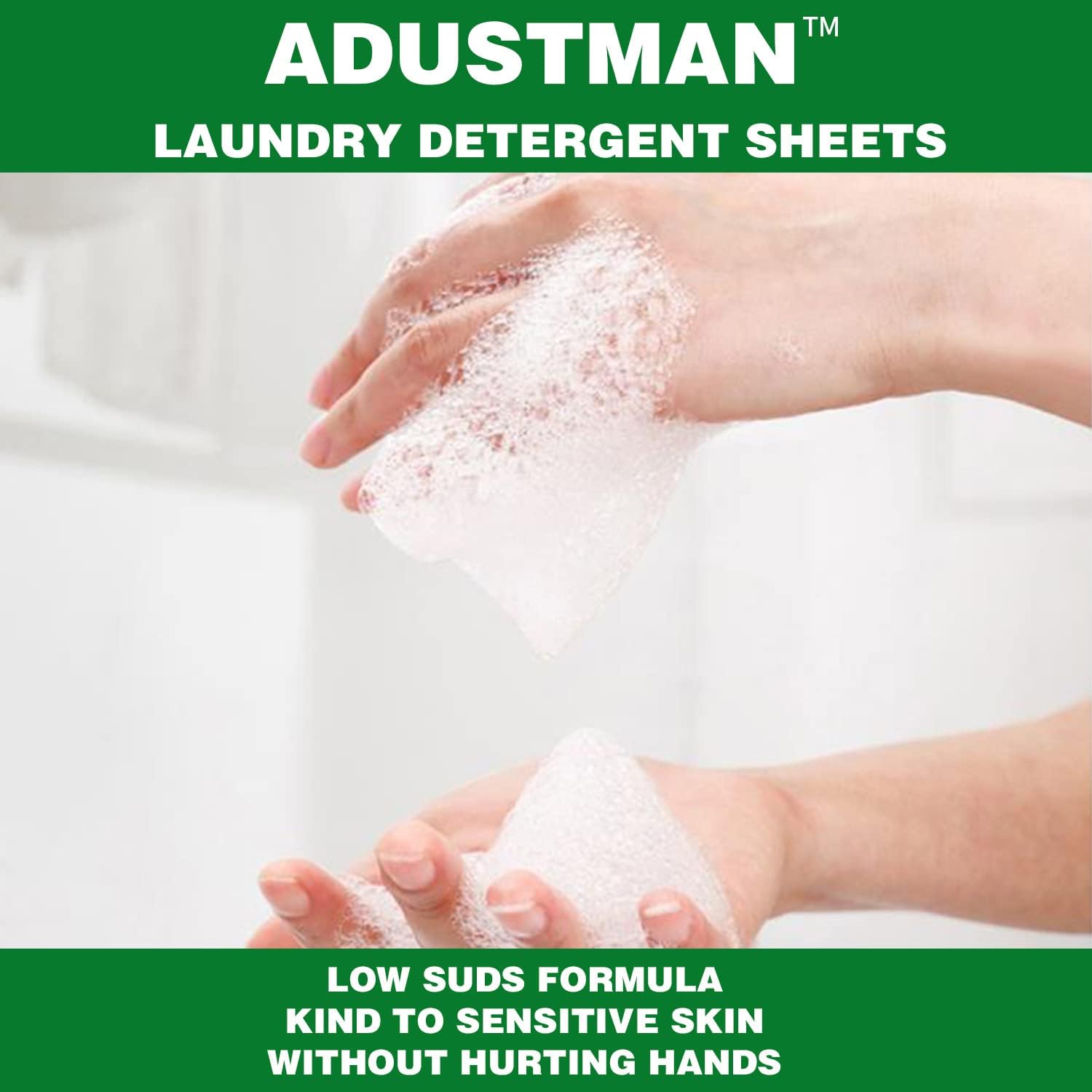 ADUSTMAN Liquidless Laundry Detergent Sheets 62 Loads Eco Friendly Hypoallergenic