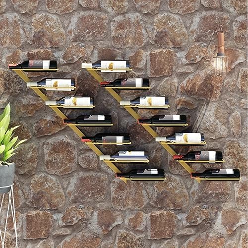 THOYTOUI Gold Metal Wine Rack 7 Bottles 2 pcs 1