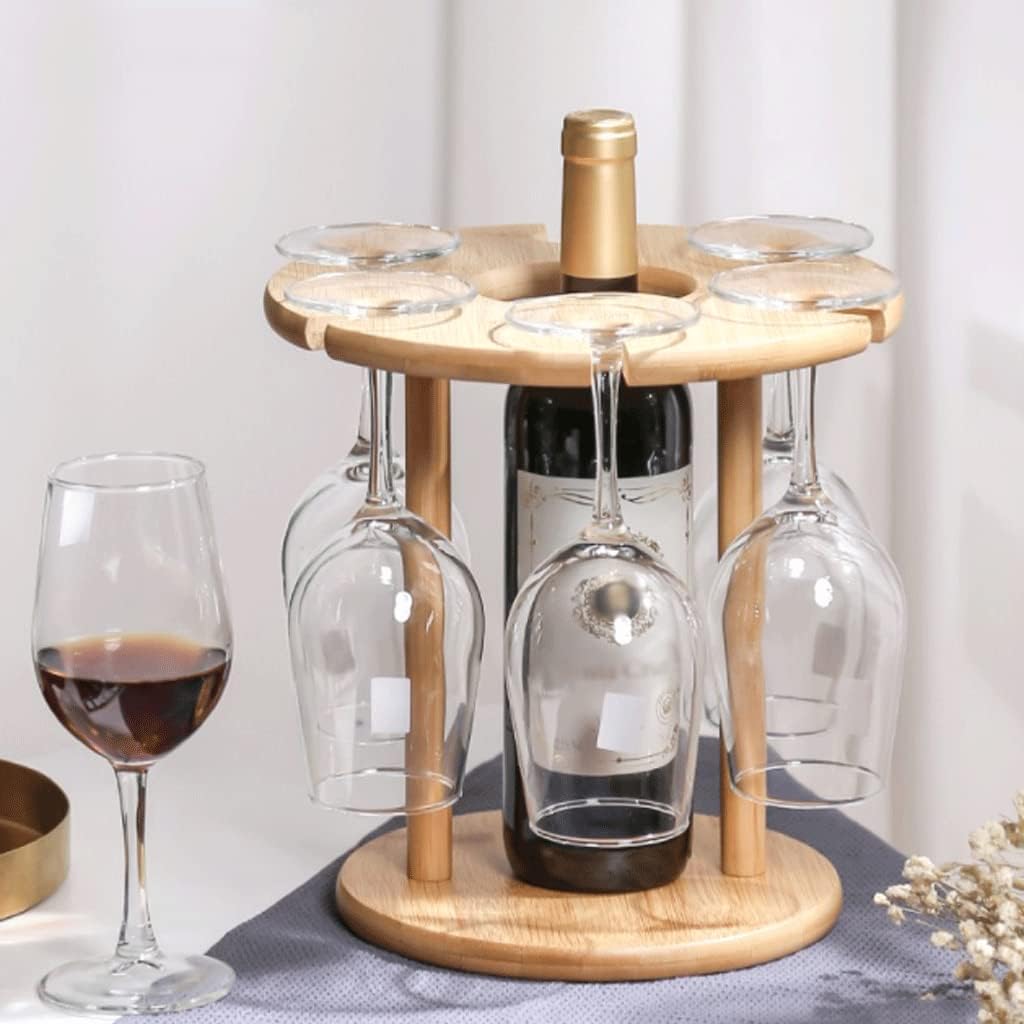 Vertical Bamboo Wine Rack with Goblet Storage