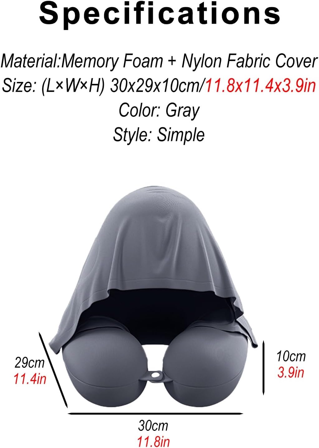 Neck Pillow with Hood Nylon Travel Support Pillow Pink