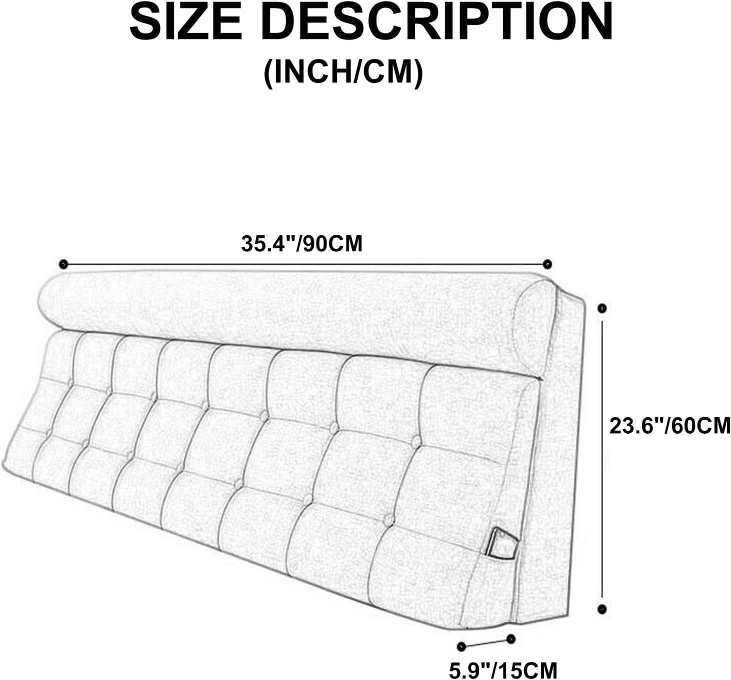 Upholstered Headboard Cushion - Washable Linen Grey 90cm