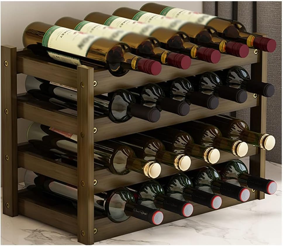 Modern Wooden Wine Rack Vertical Stackable Storage Stand