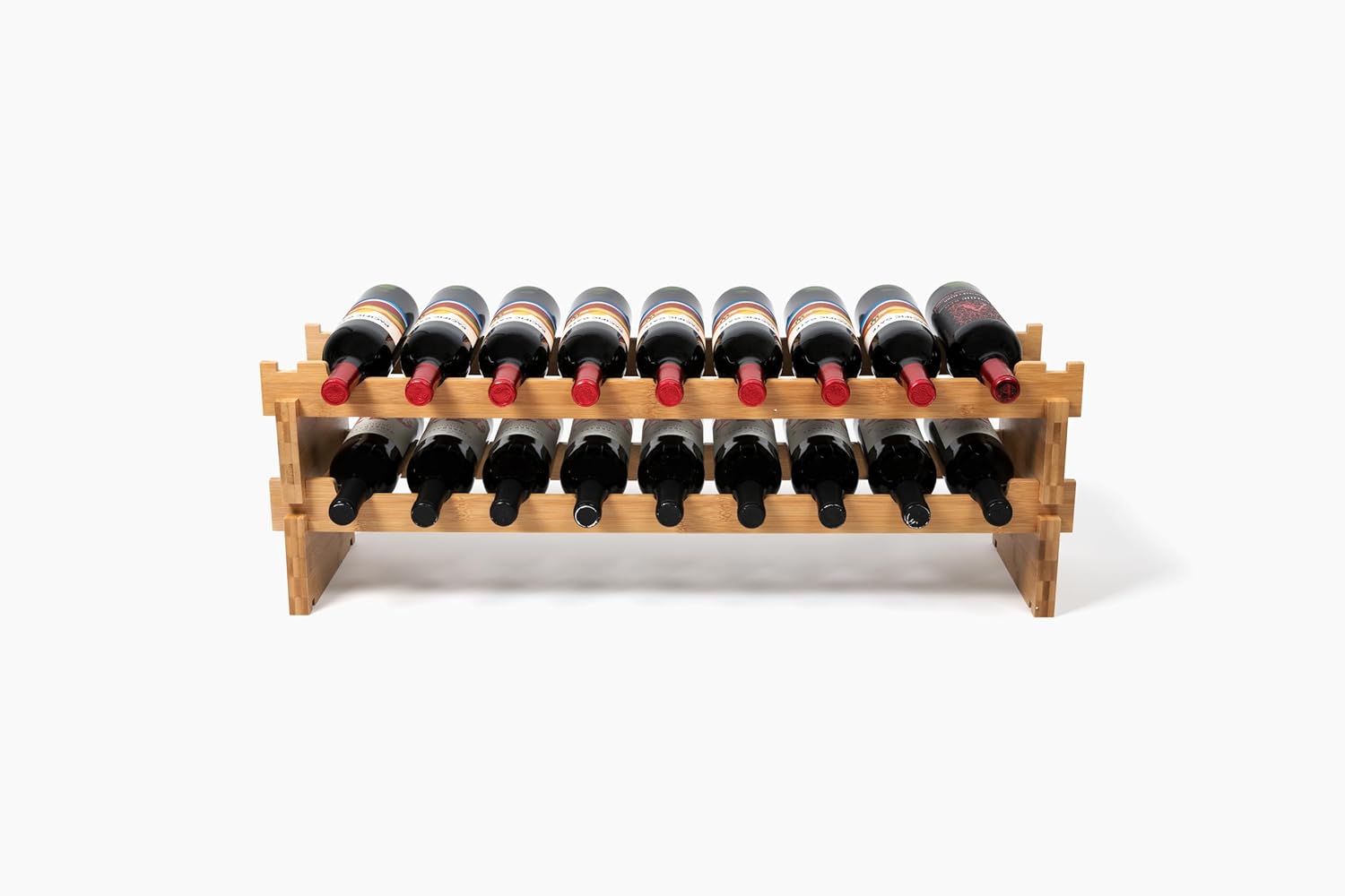 Red Bloomy Bamboo Stackable Wine Rack 72 Bottle