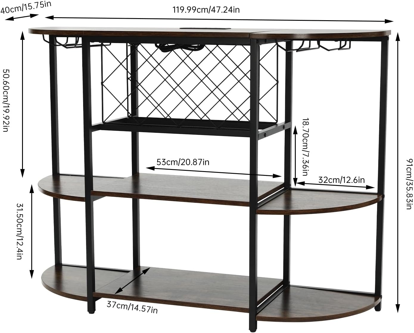 Industrial Wine Rack Table with RGB LED Light