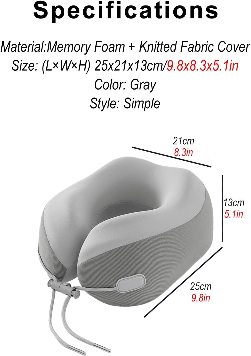 Travel Neck Pillow with Memory Foam and Adjustable Straps 1