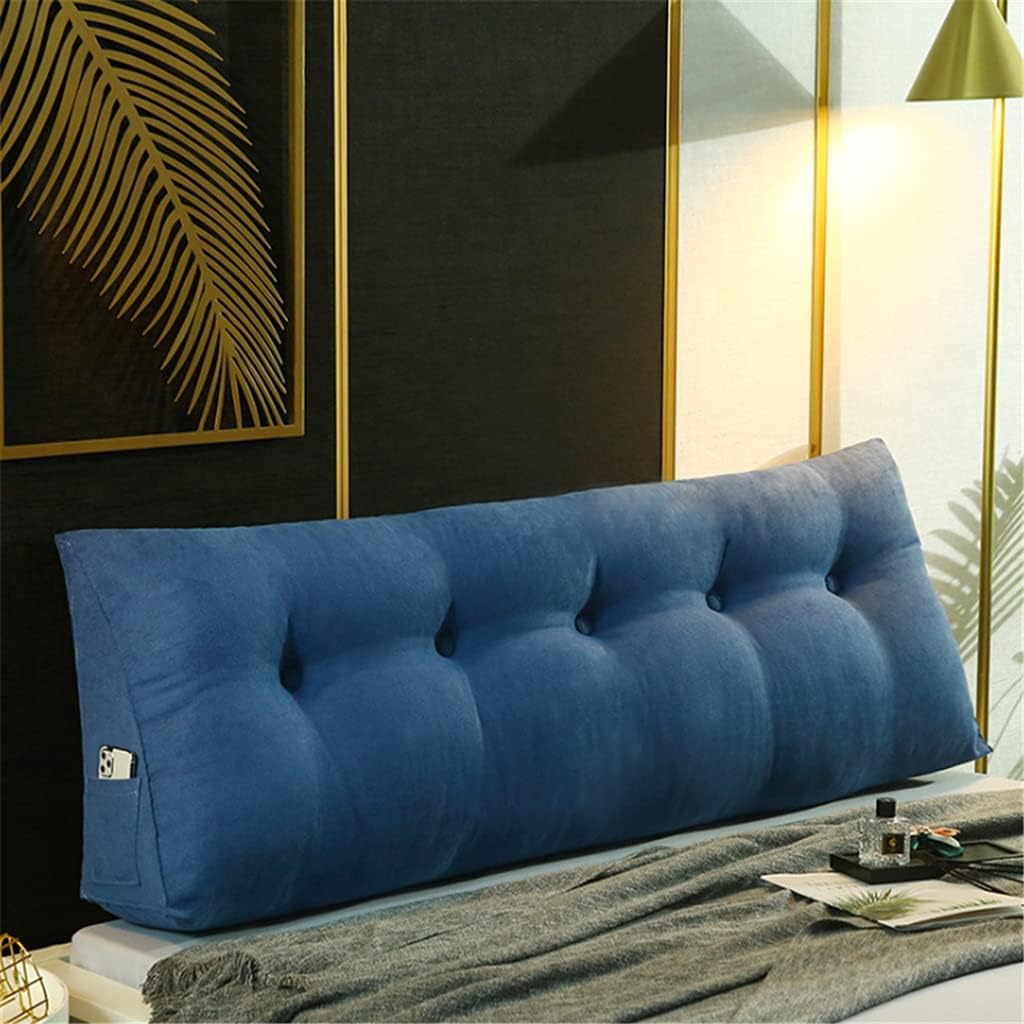 ZZYK Headboard Pillow Fleece Triangular Support Cushion with Removable Cover Blue 31580cm